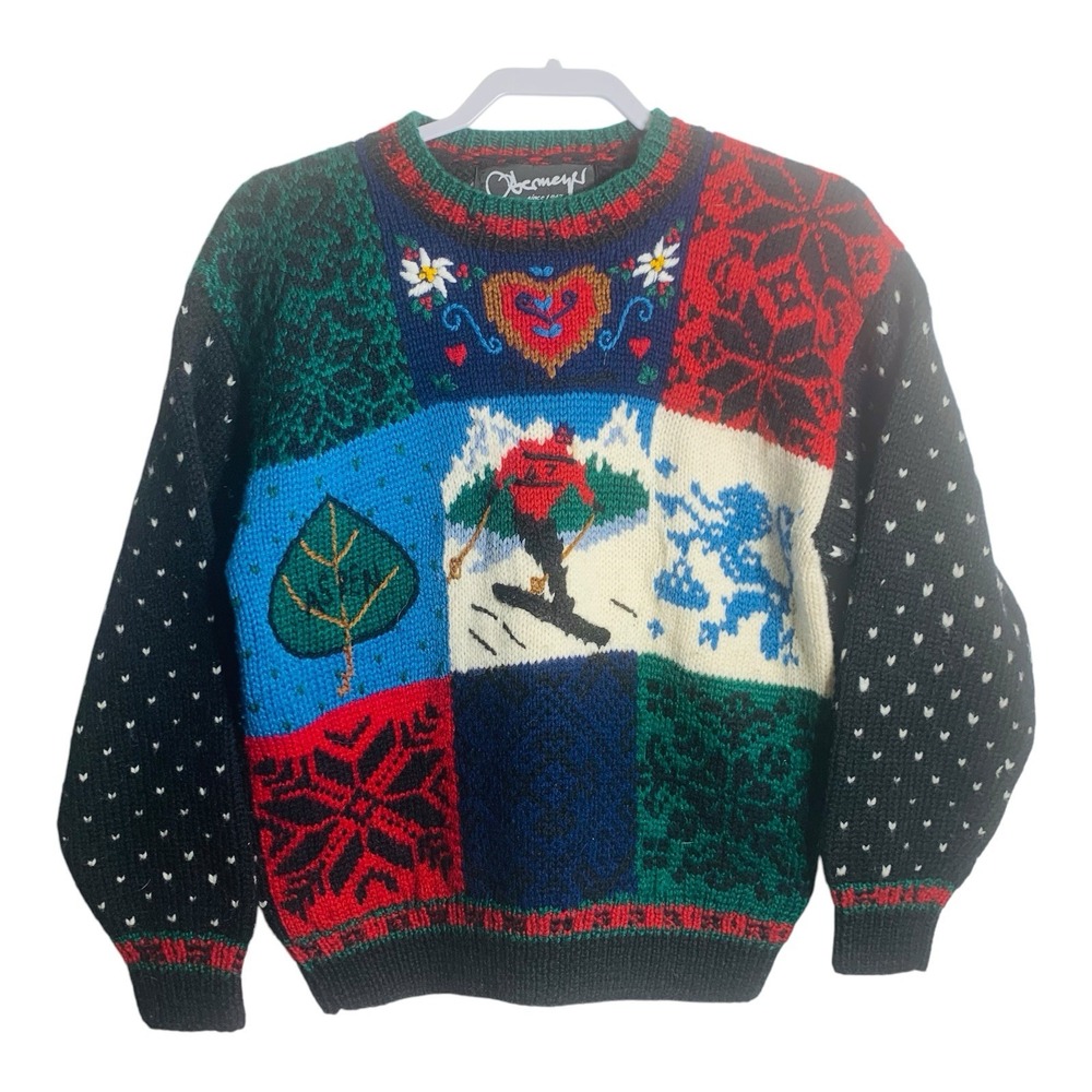 Vintage Obermeyer Ladies Ski Wool Blend Sweater Sz S Unique Rare